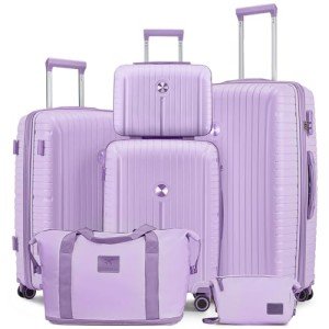 Joyway 6-Piece Hardshell Luggage Set - Purple