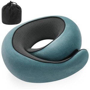 Memory Foam Travel Neck Pillow - Light Blue