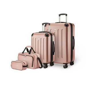 Rose Gold 4-Piece Luggage Set with Spinner Wheels