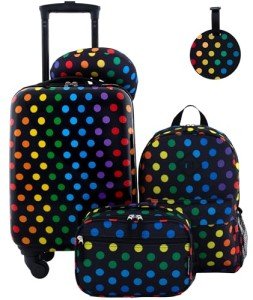 Kids' 5-Piece Luggage Set - Black Polkadot