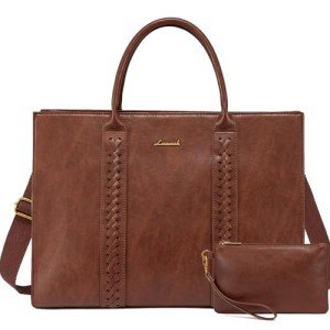 Vintage Leather Laptop Tote Bag for Women