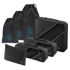 7-Piece Black Packing Cubes Travel Organizer Set