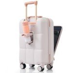 Light Grey Merax Hardshell Luggage Set with Cup Holder