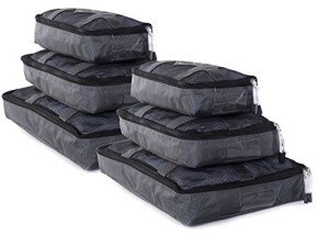 6-Piece Travel Packing Cubes Set - Grey/Black