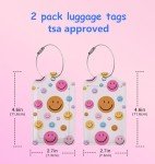 Pink Smiley Luggage Tags with Stainless Steel Loop