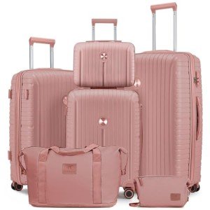 Joyway 6-Piece Rose Gold Hardside Luggage Set