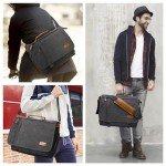 Water-Resistant Grey Messenger Bag for 17-Inch Laptops
