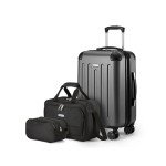 3-Piece Expandable Black Luggage Set with Tote