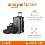 3-Piece Expandable Black Luggage Set with Tote