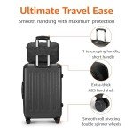 3-Piece Expandable Black Luggage Set with Tote