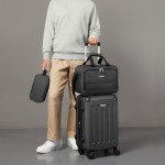 3-Piece Expandable Black Luggage Set with Tote