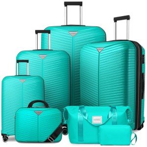 Aqua Blue 7-Piece Hardside Luggage Set