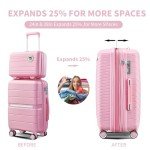 Lightweight 4-Piece Expandable Luggage Set - Pink