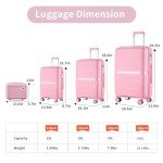 Lightweight 4-Piece Expandable Luggage Set - Pink