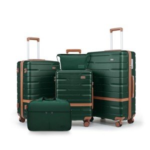 5-Piece Lightweight Hard Shell Luggage Set - Green