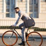 Water-Resistant Grey Messenger Bag for 17-Inch Laptops