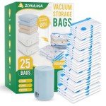 25-Pack Travel Vacuum Storage Bags with Pump