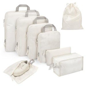 YOOFAN Travel Packing Cubes Set - Beige 8 Pieces