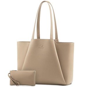 LOVEVOOK Women's Leather Laptop Tote Bag 15.6 Inch