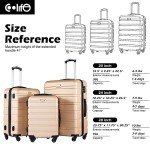 Coolife 3-Piece Lightweight Luggage Set - Apricot White
