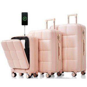 Light Pink Merax Hardshell Luggage Set for Women