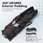 Lightweight Golf Travel Bag with Wheels - Black/Orange