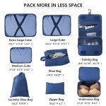 Travel Packing Cubes Set - 8 Organizers in Blue