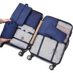 Travel Packing Cubes Set - 8 Organizers in Blue