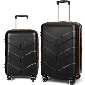 TILYMOL Black Hardside 2-Piece Luggage Set