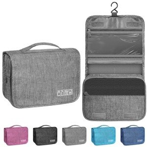 YEMEDA Waterproof Hanging Toiletry Travel Bag - Grey