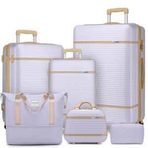 Lavender 6-Piece Expandable Luggage Set with Duffel