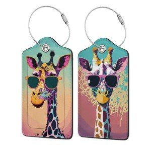 Giraffe Leather Luggage Tag for Travel Fun