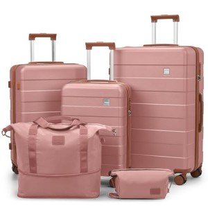 Lightweight 5-Piece Rose Gold Hard Shell Luggage Set