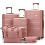 Lightweight 5-Piece Rose Gold Hard Shell Luggage Set