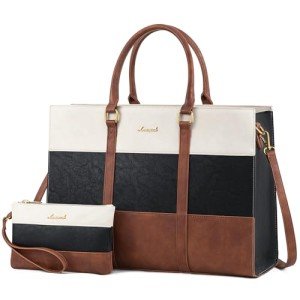 Vintage Leather Laptop Tote Bag for Women