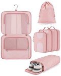 BAGSMART 6-Piece Packing Cube Set, Baby Pink