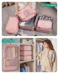 BAGSMART 6-Piece Packing Cube Set, Baby Pink