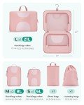 BAGSMART 6-Piece Packing Cube Set, Baby Pink