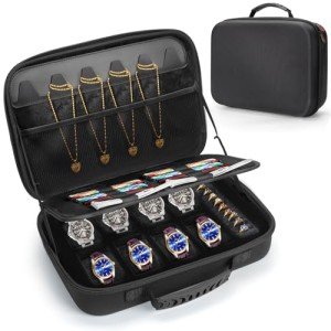 Jewelry Box Travel Case with Watch Organizer