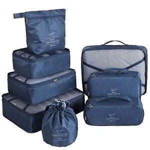 Navy Blue 8-Piece Travel Packing Cube Set