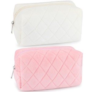 Pink and White Makeup Bag Set for Travel