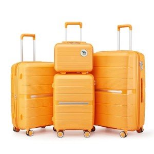 4-Piece Lightweight Hard Shell Luggage Set - Orange
