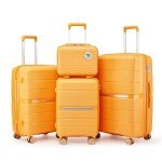 4-Piece Lightweight Hard Shell Luggage Set - Orange