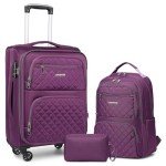 LARVENDER 3-Piece Expandable Softside Carry-On Set