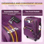 LARVENDER 3-Piece Expandable Softside Carry-On Set