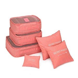 6-Piece Travel Luggage Storage Bag Set - Watermelon Red