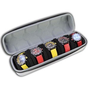 5-Slot Travel Watch Case with Zipper Organizer