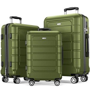 Expandable Olive Green 3-Piece Luggage Set
