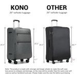 Kono 28-Inch Softside Expandable Spinner Luggage