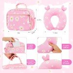 6-Piece Kids Rolling Luggage Set - Pink Daisy
